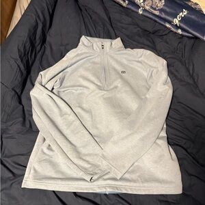 Travis Mathew Light Gray Quarter-Zip Pullover Sweater